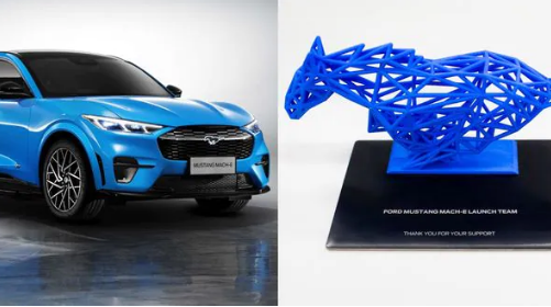 福特向野马Mach-E第一版车主赠送的礼物是线框内的3D小马